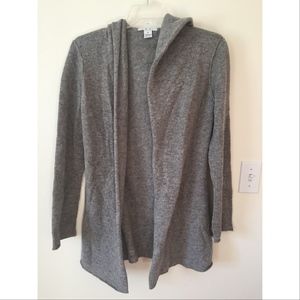 Cabi #611 Hooded Open Front Wool Cardigan, Grey, M